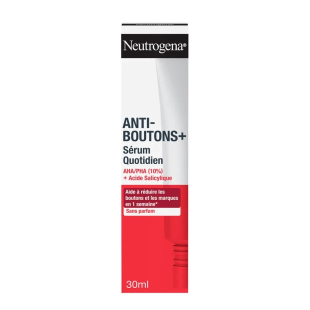 Neutrogena Anti-Boutons+ Sérum Quotidien Réduction Boutons & Marques, 30ml 1 Neutrogena Anti-Boutons+ Sérum Quotidien Réduction Boutons & Marques, 30ml