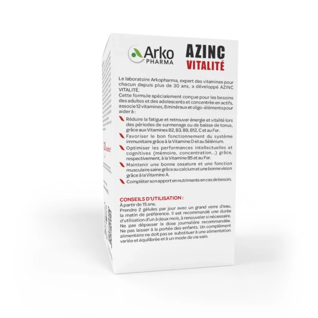 Arkopharma Azinc® Forme Et Vitalité, Boîte 60 Gélules 2 Arkopharma Azinc® Forme Et Vitalité, Boîte 60 Gélules – Image 2
