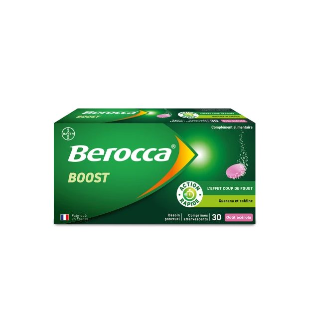 Bayer Berocca Boost Vitamines Caféine Guarana, 30 Comprimés Effervescents 1 Bayer Berocca Boost Vitamines Caféine Guarana, 30 Comprimés Effervescents