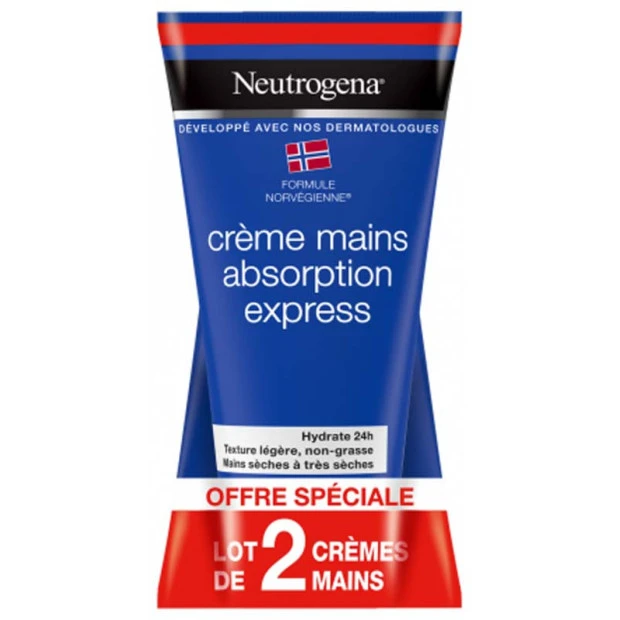 Neutrogena Crème Mains Absorption Express, Lot 2X75ml 1 Neutrogena Crème Mains Absorption Express, Lot 2X75ml