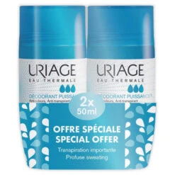 URIAGE Déodorant Puissance 3, Roll On, Peaux Sensibles, 2X50ml
