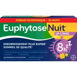Bayer Euphytose Nuit Lp 1.9 Mg Mélatonine Comprimés À Libération Prolongée, 30 Comprimés