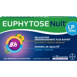 Bayer Euphytose Nuit Sommeil Mélatonine 1,9G Libération Prolongée, 15 Capsules