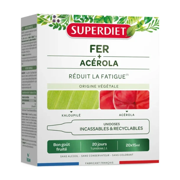 Fer + Acerola Réduit La Fatigue Goût Fruité, 20 Unidoses De 15ml 1 Fer + Acerola Réduit La Fatigue Goût Fruité, 20 Unidoses De 15ml