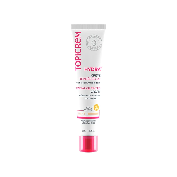 TOPICREM Hydra+ Crème Teintée Éclat Spf50 Teinte Claire, 40ml 1 TOPICREM Hydra+ Crème Teintée Éclat Spf50 Teinte Claire, 40ml