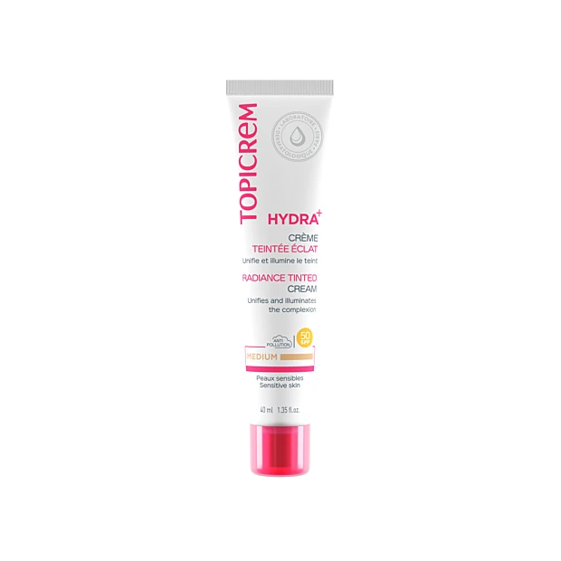 TOPICREM Hydra+ Crème Teintée Éclat Spf50 Teinte Medium, 40ml 1 TOPICREM Hydra+ Crème Teintée Éclat Spf50 Teinte Medium, 40ml