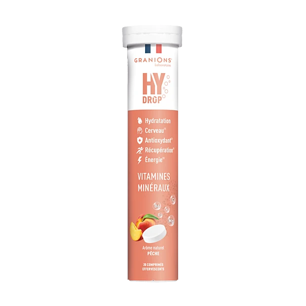 Hydrop Pastilles Hydratation Goût Pêche, 20 Pastilles Effervescentes 1 Hydrop Pastilles Hydratation Goût Pêche, 20 Pastilles Effervescentes