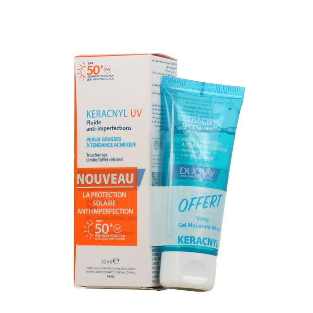 Ducray Keracnyl Fluide Anti-Imperfections Spf50+ 50ml + Gel Moussant Anti-Imperfections 40ml OFFERT 1 Ducray Keracnyl Fluide Anti-Imperfections Spf50+ 50ml + Gel Moussant Anti-Imperfections 40ml OFFERT