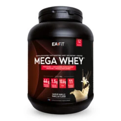Mega Whey Protéines Croissance Musculaire Saveur Vanille, 750G