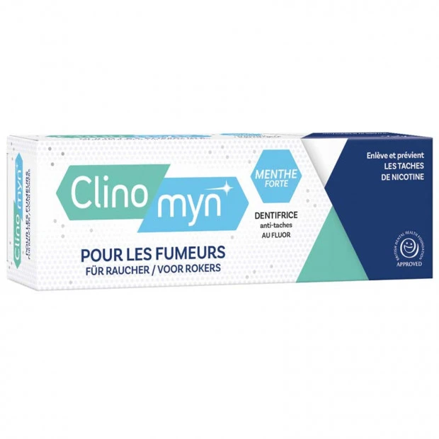 Clino Myn Dentifrice Anti-Tâches Fumeurs Menthe Forte, 75ml 1 Clino Myn Dentifrice Anti-Tâches Fumeurs Menthe Forte, 75ml