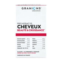 Pro Keracys Cheveux Beauté & Croissance Arôme Fruits Rouges - 28 Jours, 56 Comprimés À Croquer
