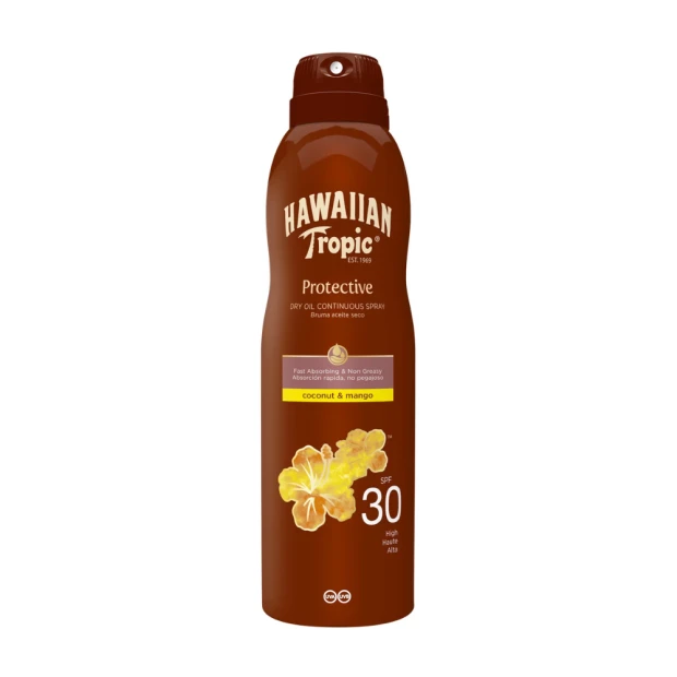 Hawaiian Tropic PROTECTIVE Brume Huile Sèche SPF30, 180ml 1 Hawaiian Tropic PROTECTIVE Brume Huile Sèche SPF30, 180ml