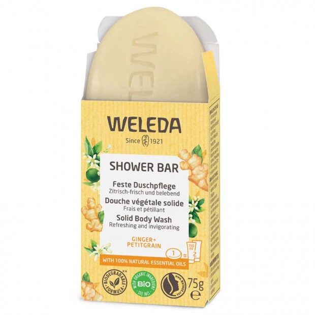 Weleda Savon Solide Douche Gingembre & Petitgrain Bio, 75G 1 Weleda Savon Solide Douche Gingembre & Petitgrain Bio, 75G