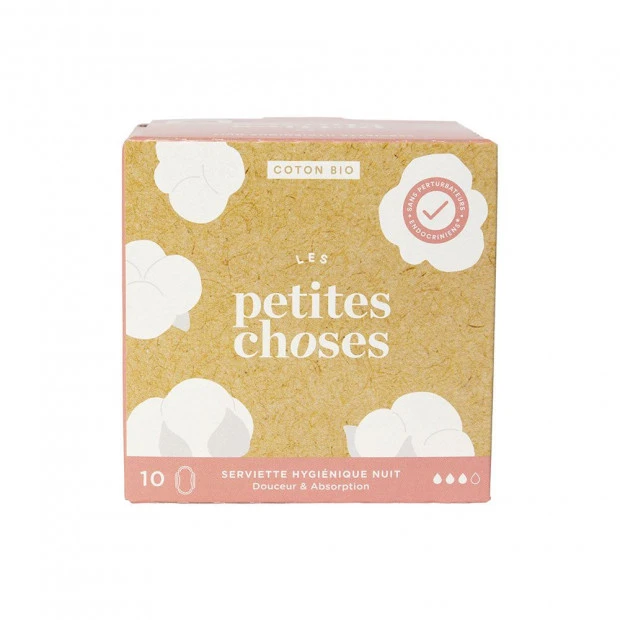 Serviettes Hygiéniques Coton Bio Nuit, Boîte De 10 1 Serviettes Hygiéniques Coton Bio Nuit, Boîte De 10