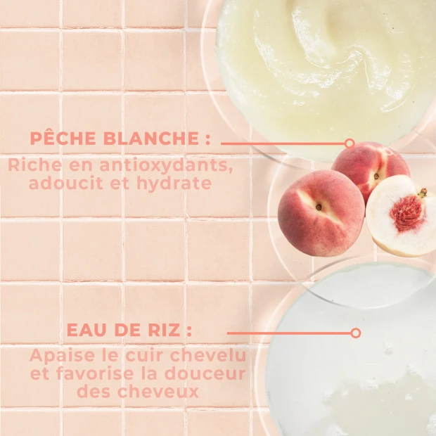 Shampoing Douceur Pêche Blanche & Eau De Riz, 250ml 4 Shampoing Douceur Pêche Blanche & Eau De Riz, 250ml – Image 4