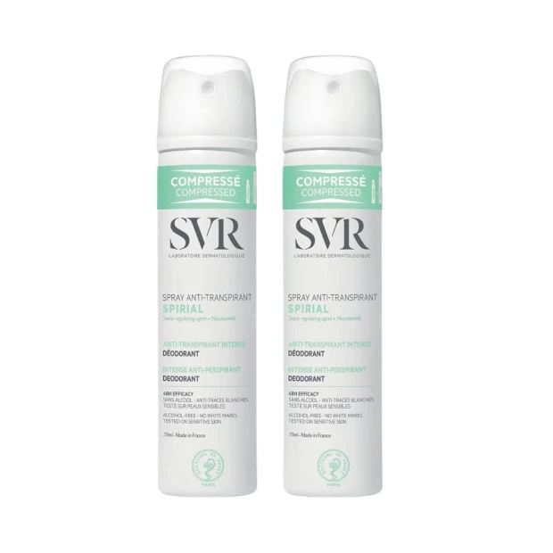 SVR Spirial Déodorant Anti-Transpirant. Lot De 2 Spray 75ml 1 SVR Spirial Déodorant Anti-Transpirant. Lot De 2 Spray 75ml