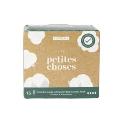 Tampons Sans Applicateurs Coton Bio Flux Super Plus, Boîte De 15