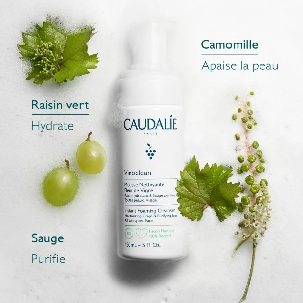 Caudalie Vinoclean Mousse Nettoyante Fleur De Vigne, Lot 2X150ml 4 Caudalie Vinoclean Mousse Nettoyante Fleur De Vigne, Lot 2X150ml – Image 4