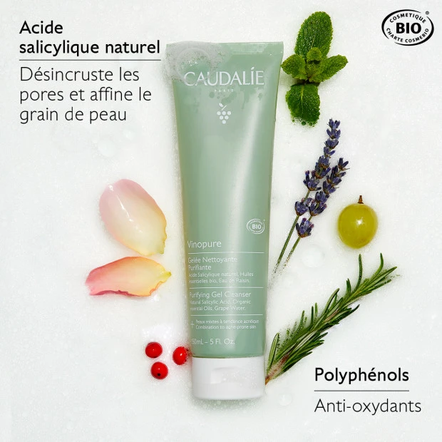 Caudalie Vinopure Gelée Nettoyante Purifiante 150ml 2 Caudalie Vinopure Gelée Nettoyante Purifiante 150ml – Image 2
